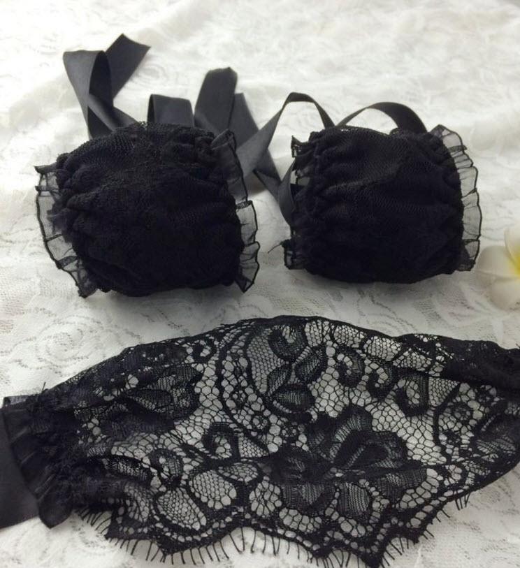 Play With Me Lace Eye Cover and Tie-Down Hand Wrap