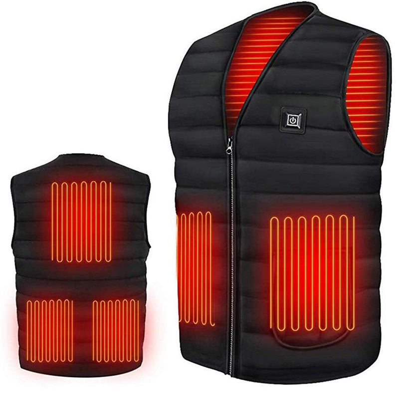 USB Power Heated Vest. Perfect vest to keep you warm in cold winter settings.  5 powered panel heated winter skiing, snowboarding vest.