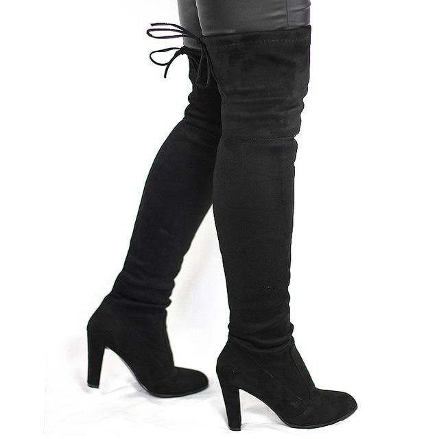 Faux Suede Thigh High Boots