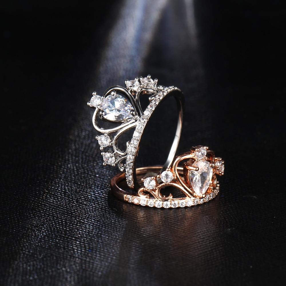 Crystal Heart Crown Rings