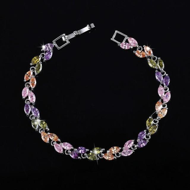 Leaf Charm Crystal Bracelet