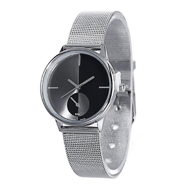 Stainless Steel Mesh Band Couple WristWatch