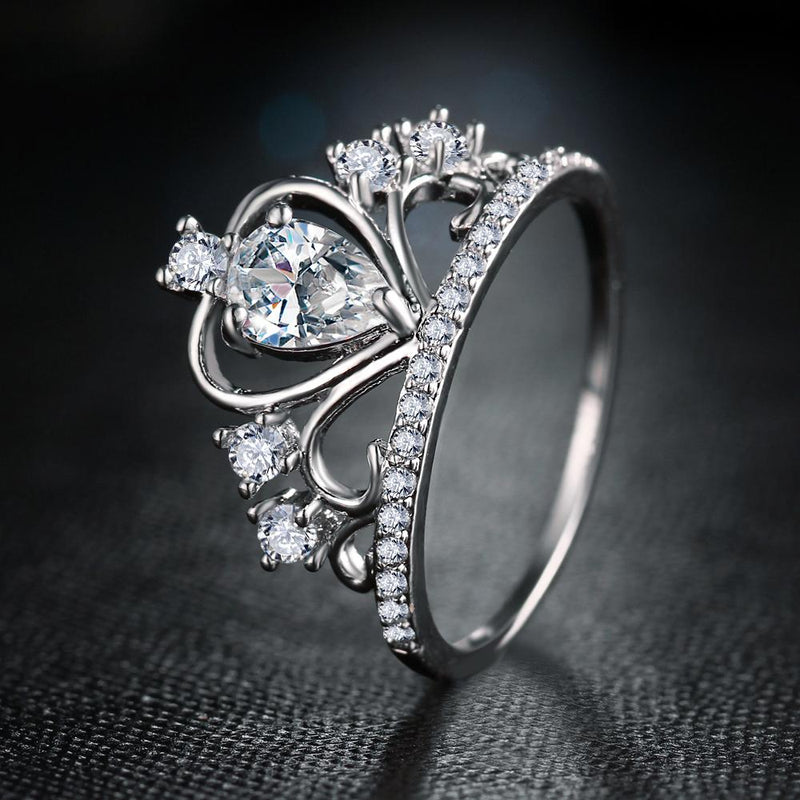 Crystal Heart Crown Rings