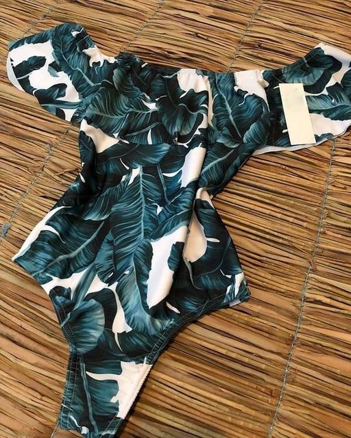 Off The Shoulder Solid Swimwear