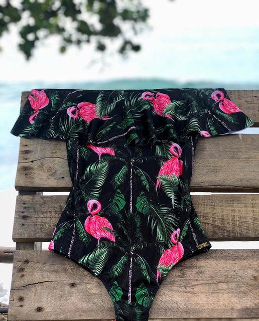 Off The Shoulder Solid Swimwear
