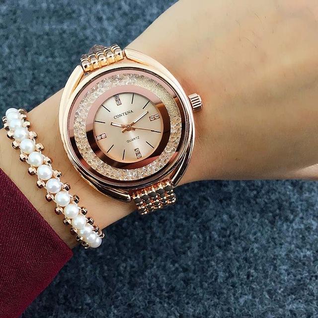 Top Brand Rose Gold Rhinestone Bracelet Watch