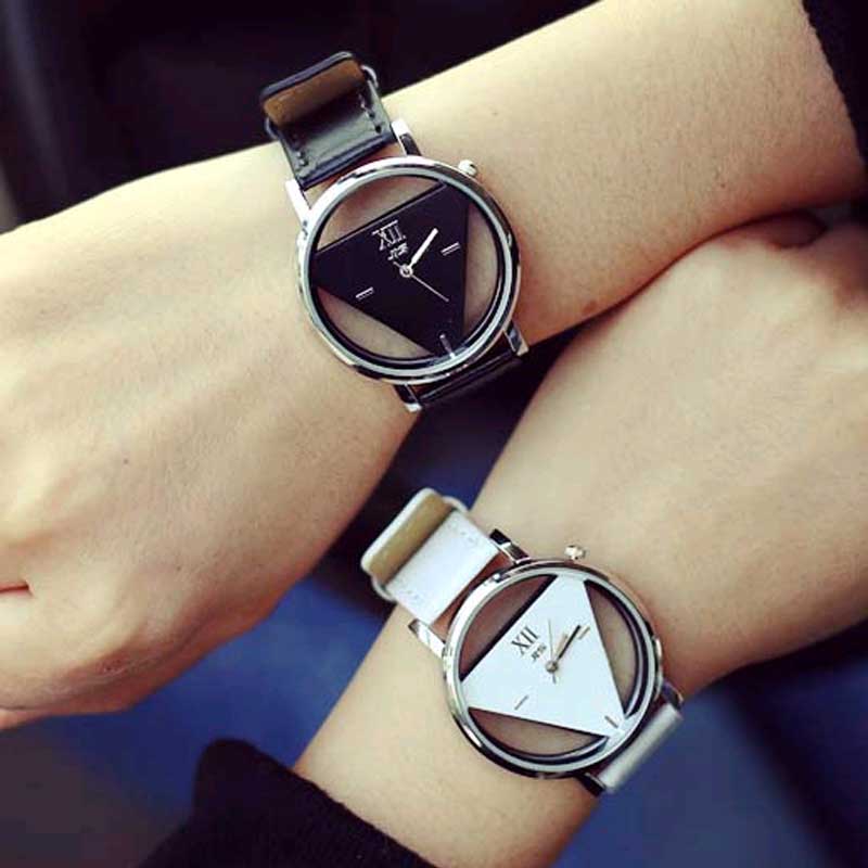 Simple Triangle Sided Hollow Woman Watch